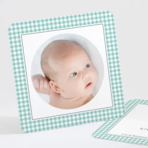 Faire-part de naissance Petit vichy photo*Faire-part Elégant Hot