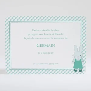 Faire-part de naissance Petit lapin*Faire-part Elégant Outlet
