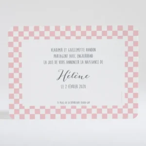 Faire-part de naissance Petit pattern carre*Faire-part Elégant Fashion