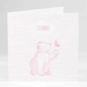 Faire-part de naissance Petit ours polaire photo*Faire-part Elégant New