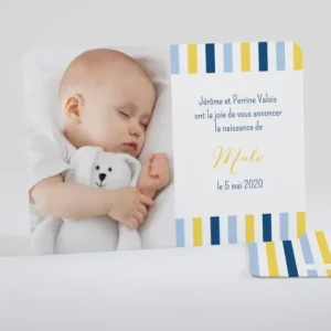 Faire-part de naissance Petites rayures photo*Faire-part Elégant Best