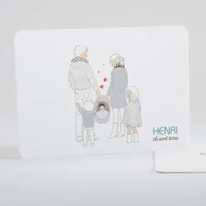 Faire-part de naissance Petit amour paysage 3 enfants*Faire-part Elégant Online