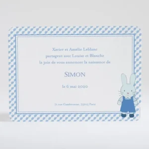 Faire-part de naissance Petit lapin*Faire-part Elégant Outlet