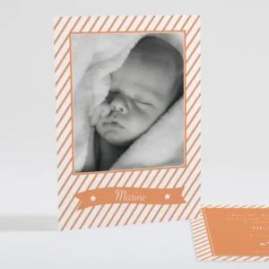 Faire-part de naissance Petites rayures diagonales*Faire-part Elégant Outlet