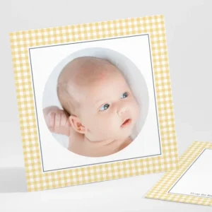 Faire-part de naissance Petit vichy photo*Faire-part Elégant Hot