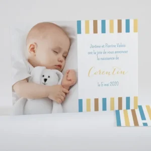 Faire-part de naissance Petites rayures photo*Faire-part Elégant Best