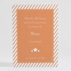 Faire-part de naissance Petites rayures diagonales*Faire-part Elégant Outlet