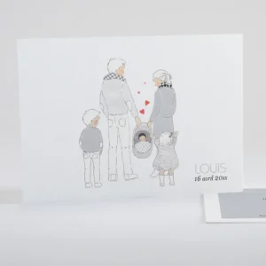 Faire-part de naissance Petit amour paysage 3 enfants*Faire-part Elégant Online