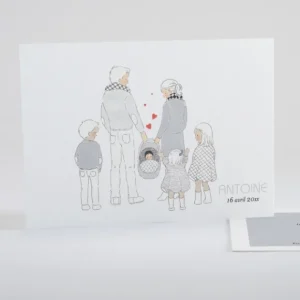 Faire-part de naissance Petit amour paysage 4 enfants*Faire-part Elégant Best