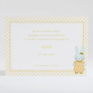 Faire-part de naissance Petit lapin*Faire-part Elégant Outlet