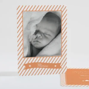 Faire-part de naissance Petites rayures diagonales*Faire-part Elégant Outlet