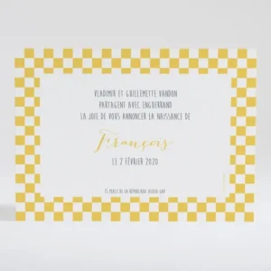 Faire-part de naissance Petit pattern carre*Faire-part Elégant Fashion
