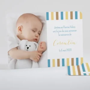 Faire-part de naissance Petites rayures photo*Faire-part Elégant Best