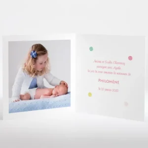 Faire-part de naissance Petits boutons colores*Faire-part Elégant New