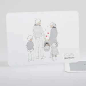 Faire-part de naissance Petit amour paysage 3 enfants*Faire-part Elégant Online