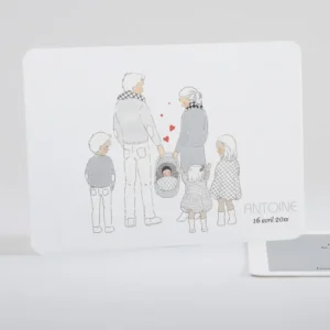 Faire-part de naissance Petit amour paysage 4 enfants*Faire-part Elégant Best