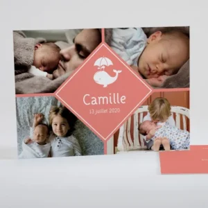 Faire-part de naissance Petite baleine*Faire-part Elégant Online