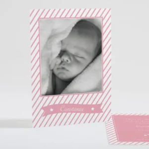Faire-part de naissance Petites rayures diagonales*Faire-part Elégant Outlet