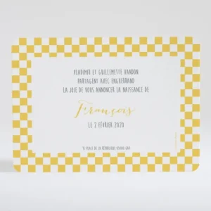 Faire-part de naissance Petit pattern carre*Faire-part Elégant Fashion