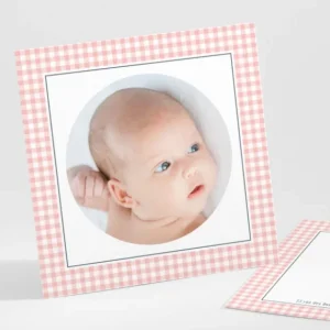 Faire-part de naissance Petit vichy photo*Faire-part Elégant Hot