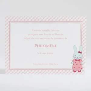 Faire-part de naissance Petit lapin*Faire-part Elégant Outlet