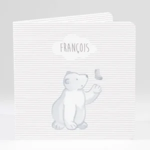 Faire-part de naissance Petit ours polaire photo*Faire-part Elégant New