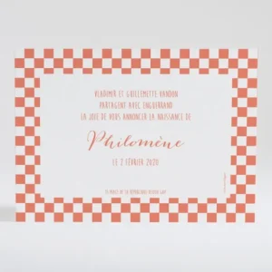 Faire-part de naissance Petit pattern carre*Faire-part Elégant Fashion
