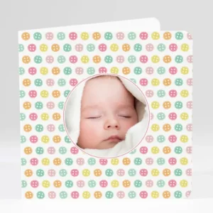 Faire-part de naissance Petits boutons colores*Faire-part Elégant New