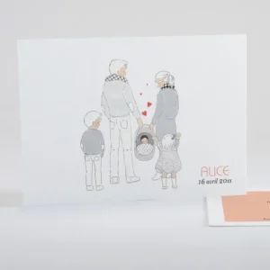 Faire-part de naissance Petit amour paysage 3 enfants*Faire-part Elégant Online