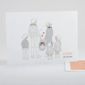 Faire-part de naissance Petit amour paysage 4 enfants*Faire-part Elégant Best