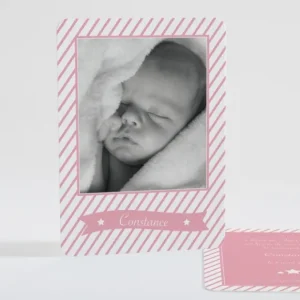 Faire-part de naissance Petites rayures diagonales*Faire-part Elégant Outlet