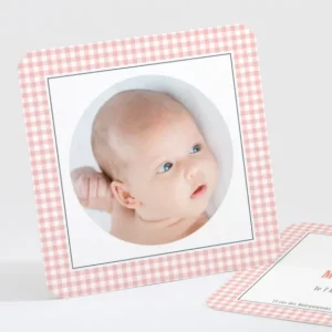 Faire-part de naissance Petit vichy photo*Faire-part Elégant Hot