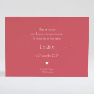 Faire-part de naissance Petit coeur*Faire-part Elégant Outlet