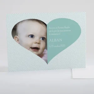 Faire-part de naissance Photo coeur*Faire-part Elégant Outlet