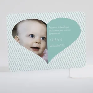 Faire-part de naissance Photo coeur*Faire-part Elégant Outlet