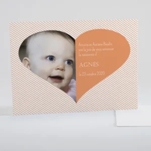 Faire-part de naissance Photo coeur*Faire-part Elégant Outlet