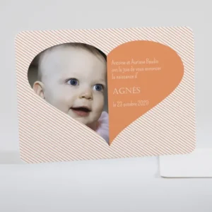 Faire-part de naissance Photo coeur*Faire-part Elégant Outlet