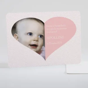 Faire-part de naissance Photo coeur*Faire-part Elégant Outlet
