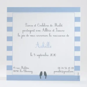 Faire-part de naissance Portee d'oiseaux*Faire-part Elégant Sale