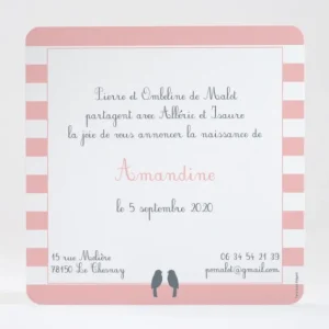 Faire-part de naissance Portee d'oiseaux*Faire-part Elégant Sale