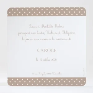 Faire-part de naissance Pois chic prenom*Faire-part Elégant Clearance