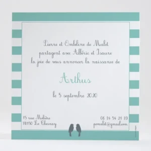 Faire-part de naissance Portee d'oiseaux*Faire-part Elégant Sale