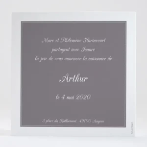 Faire-part de naissance Portrait chic Garcon*Faire-part Elégant Fashion