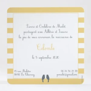 Faire-part de naissance Portee d'oiseaux*Faire-part Elégant Sale