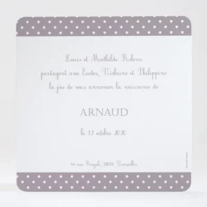 Faire-part de naissance Pois chic prenom*Faire-part Elégant Clearance