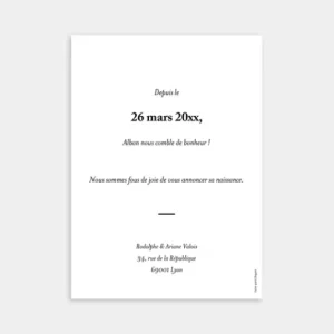 Faire-part de naissance Purete*Faire-part Elégant Outlet