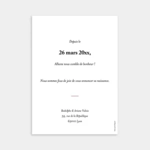 Faire-part de naissance Purete*Faire-part Elégant Outlet