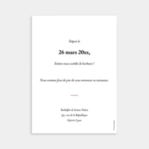 Faire-part de naissance Purete*Faire-part Elégant Outlet