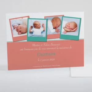 Faire-part de naissance Quatre polaroids*Faire-part Elégant Hot