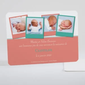 Faire-part de naissance Quatre polaroids*Faire-part Elégant Hot